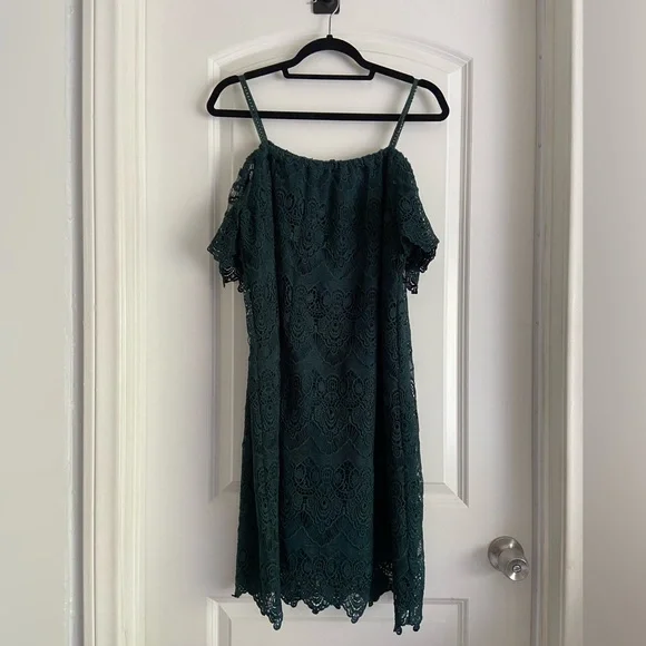 Hope & Harlow Emerald Green Womens Lace Midi Dress Hope & Harlow Emerald Green Womens Lace Midi Dress